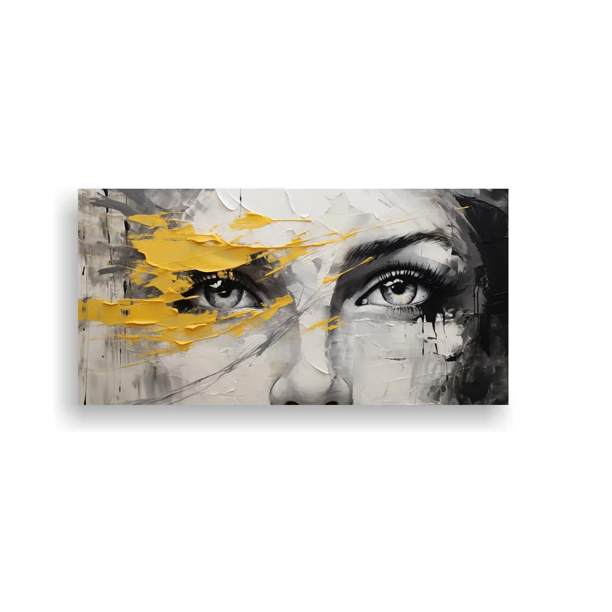 Cuadro rostro femenino con ojos grises y pinceladas expresivas — imagen principal
