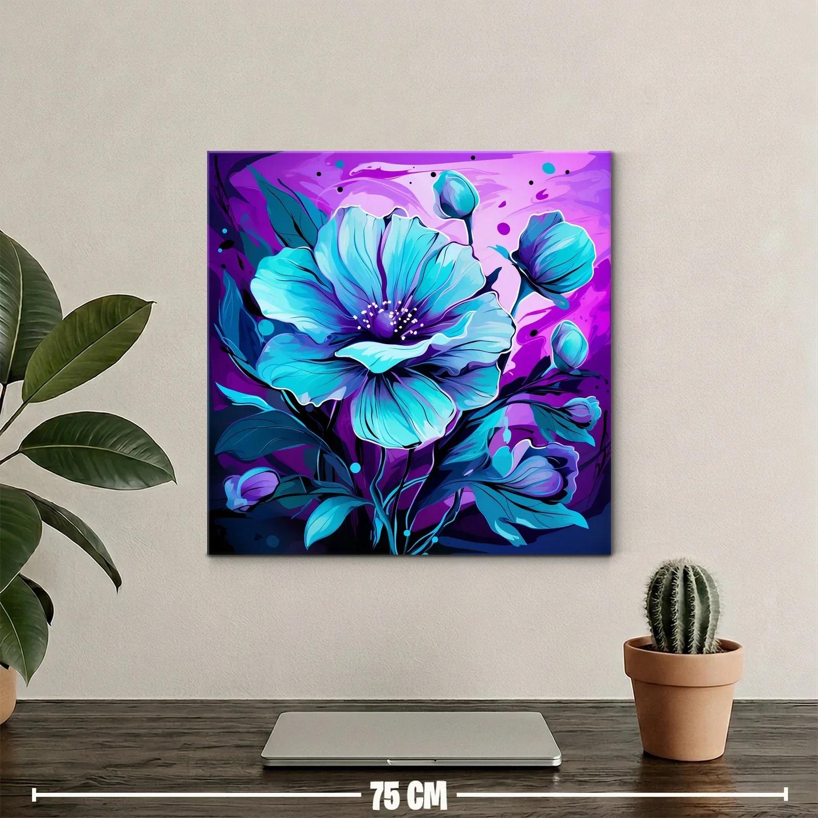 Flor azul vibrante con fondo púrpura intenso — miniatura 2