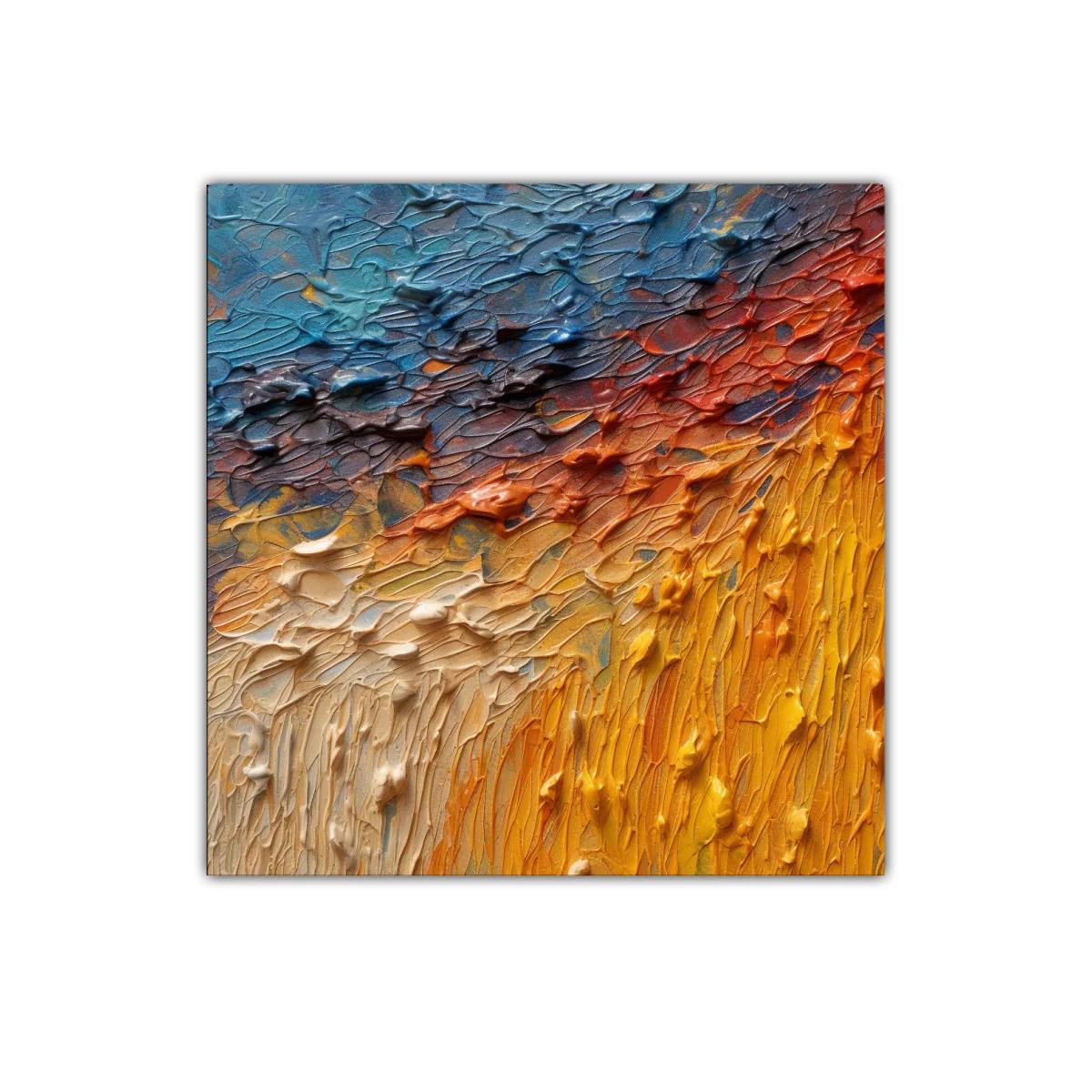 Cuadro Abstracto con Texturas en Tonos Cálidos y Fríos — miniatura 1