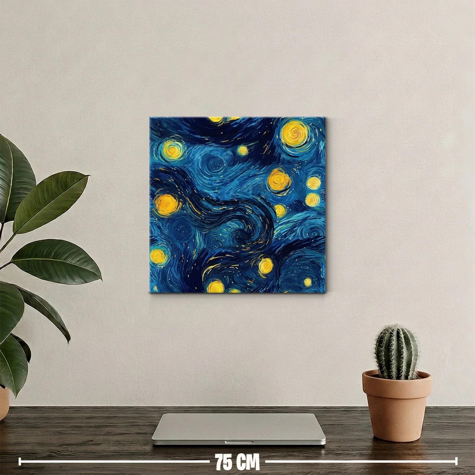 Cuadro vibrante con cielo estrellado en tonos azules y amarillos — miniatura 2