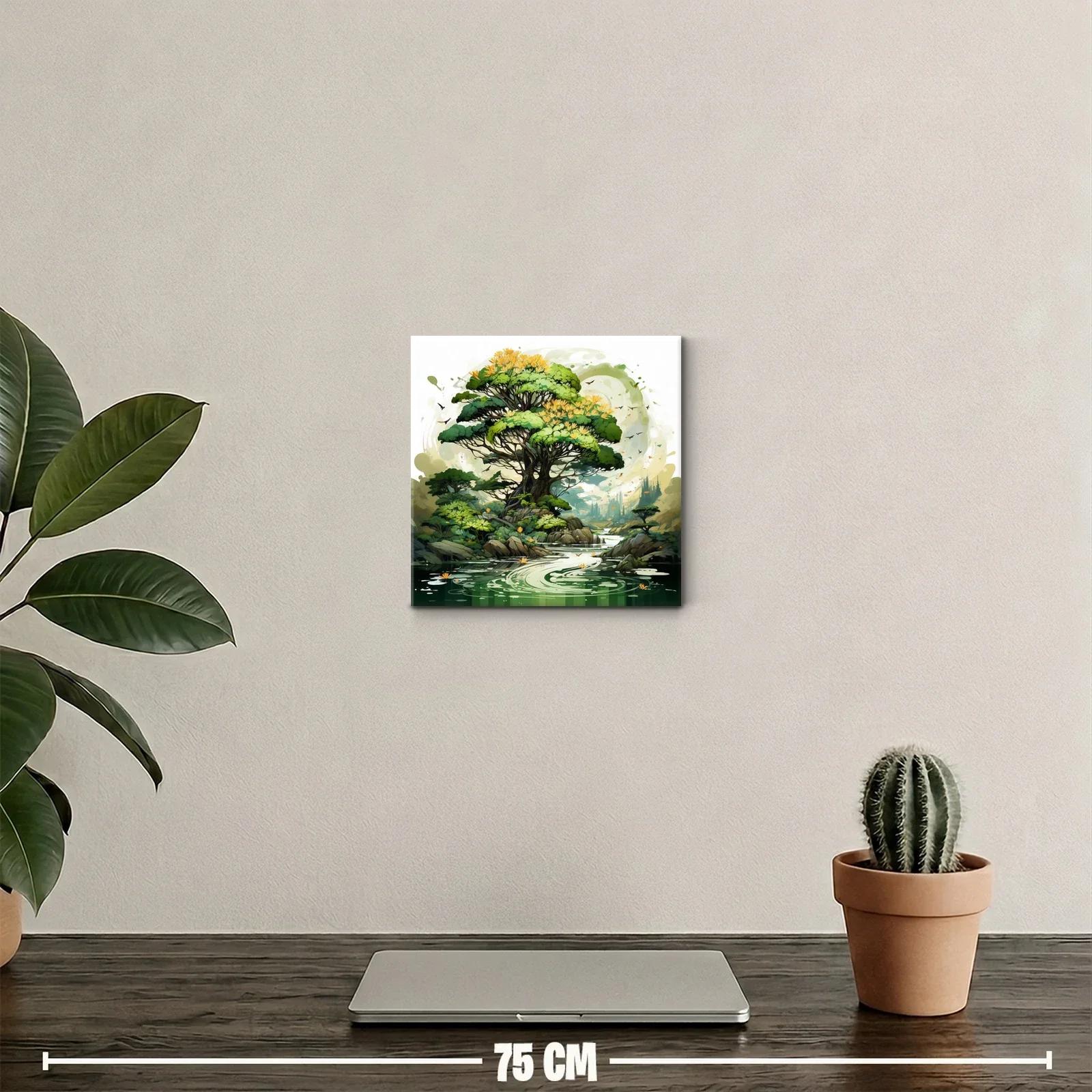 Paisaje natural con árbol frondoso y río sereno — miniatura 2