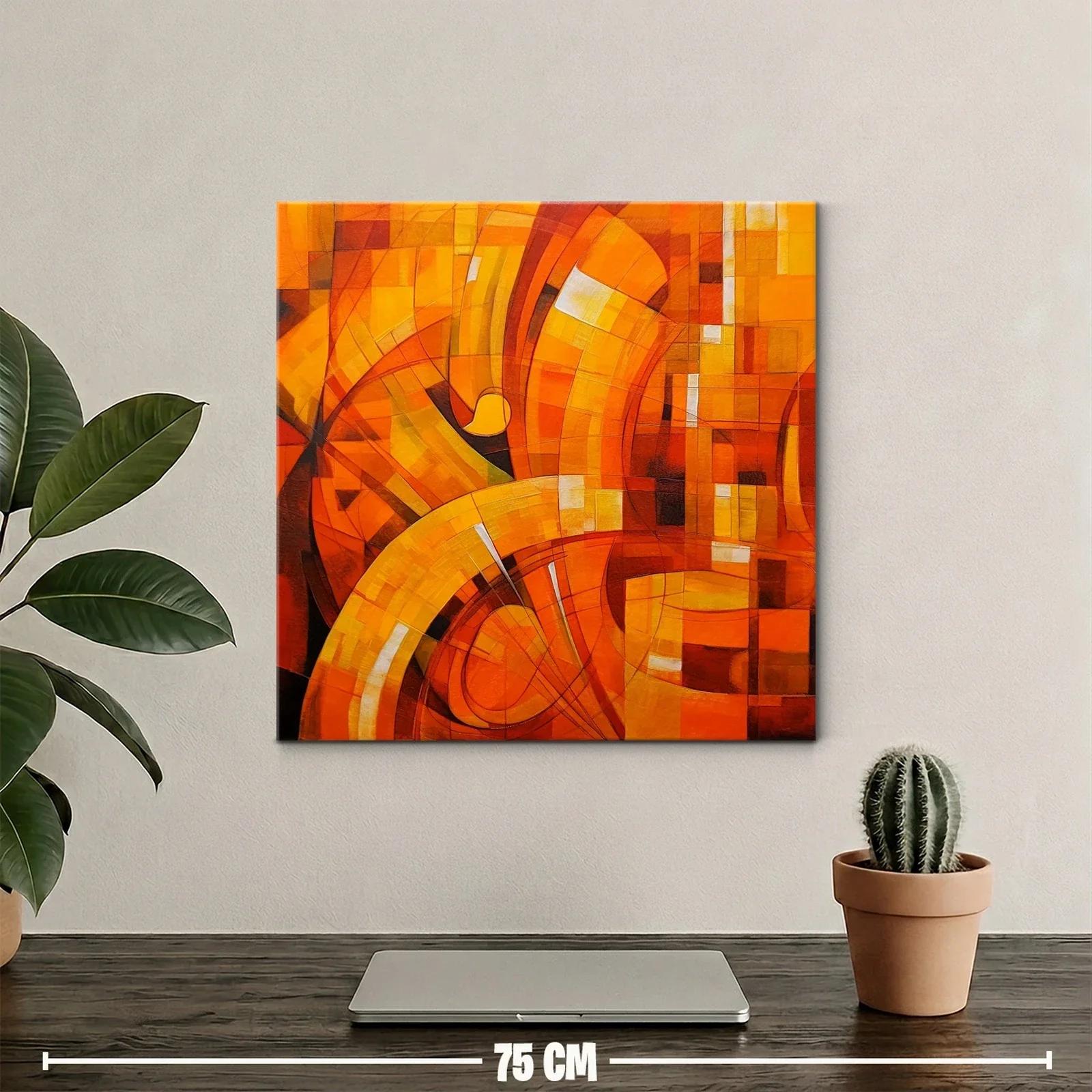 Cuadro abstracto en tonos cálidos naranja y amarillo — miniatura 2