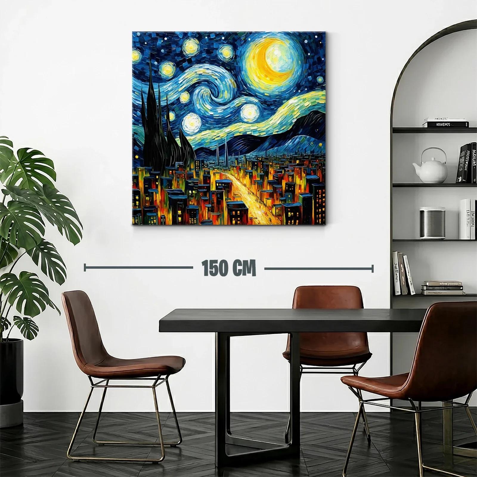 Ciudad nocturna bajo cielo estrellado vibrante y dinámico — miniatura 2