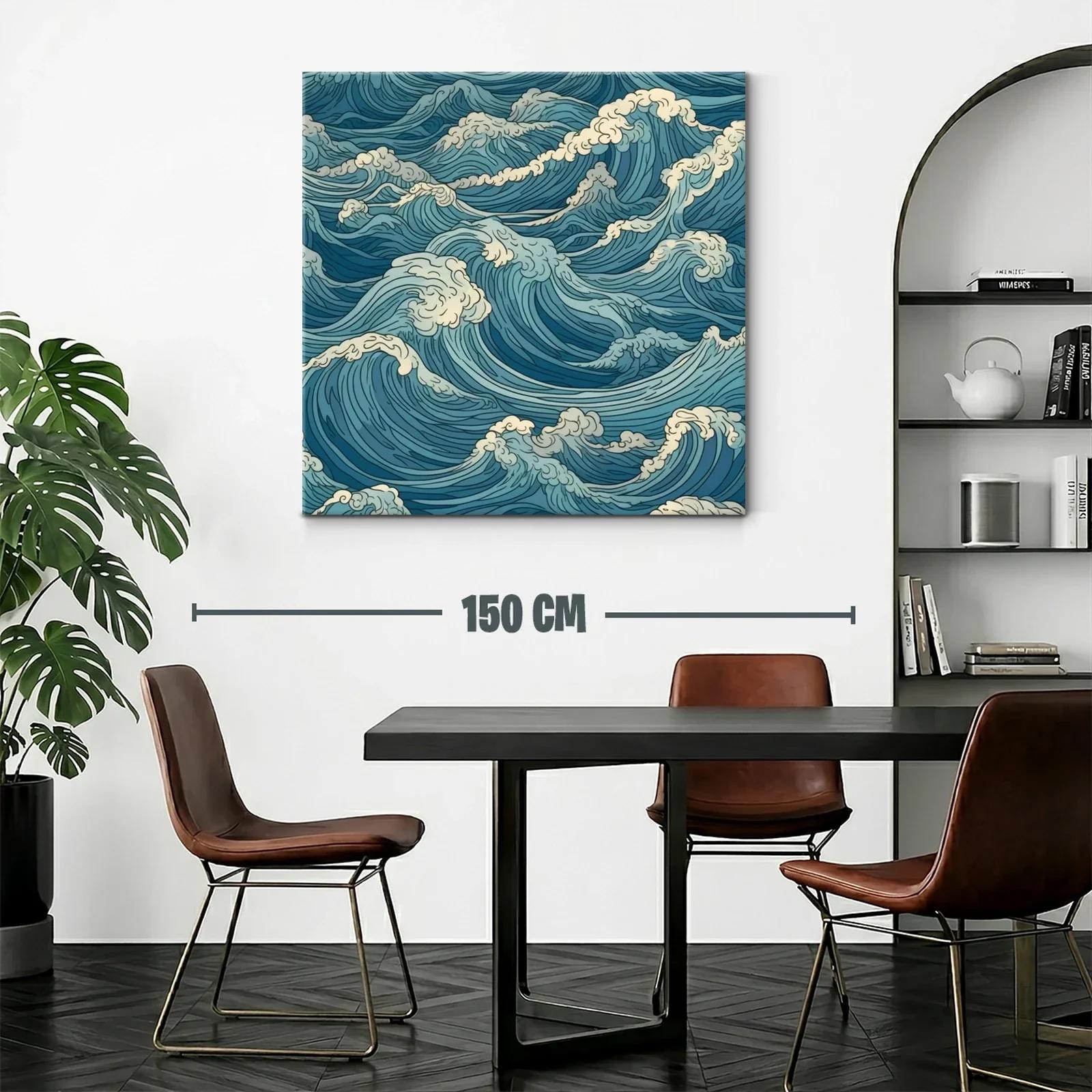 Cuadro de olas marinas en tonos azules y blancos — miniatura 2
