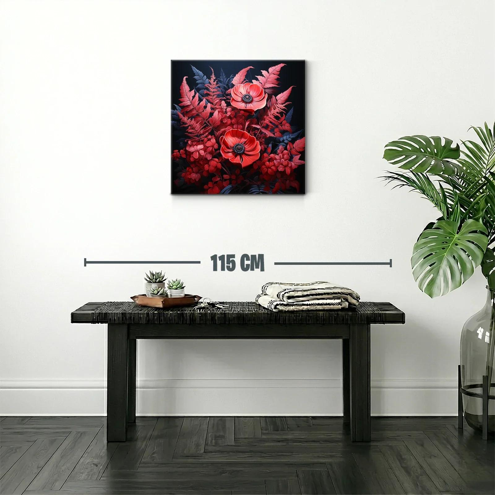 Elegante ramo floral en tonos rojos y azul oscuro — miniatura 2