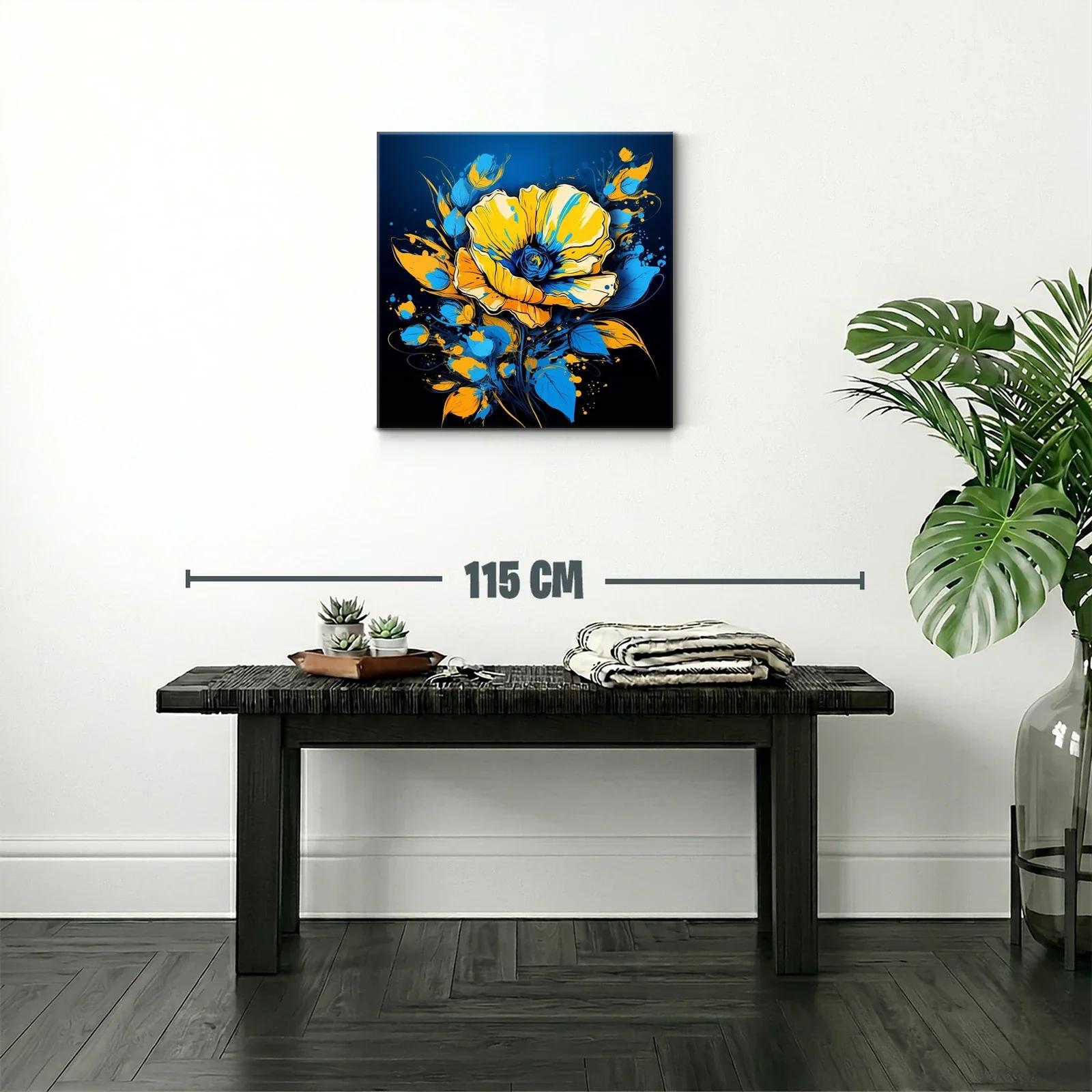 Flor vibrante en tonos azules y amarillos contrastantes — miniatura 2
