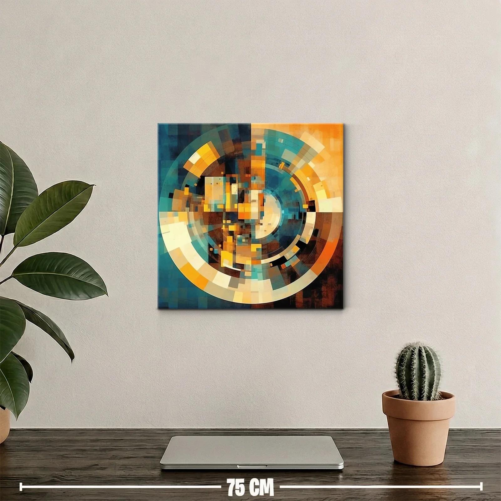 Cuadro con diseño abstracto y paleta cálida y azulada — miniatura 2