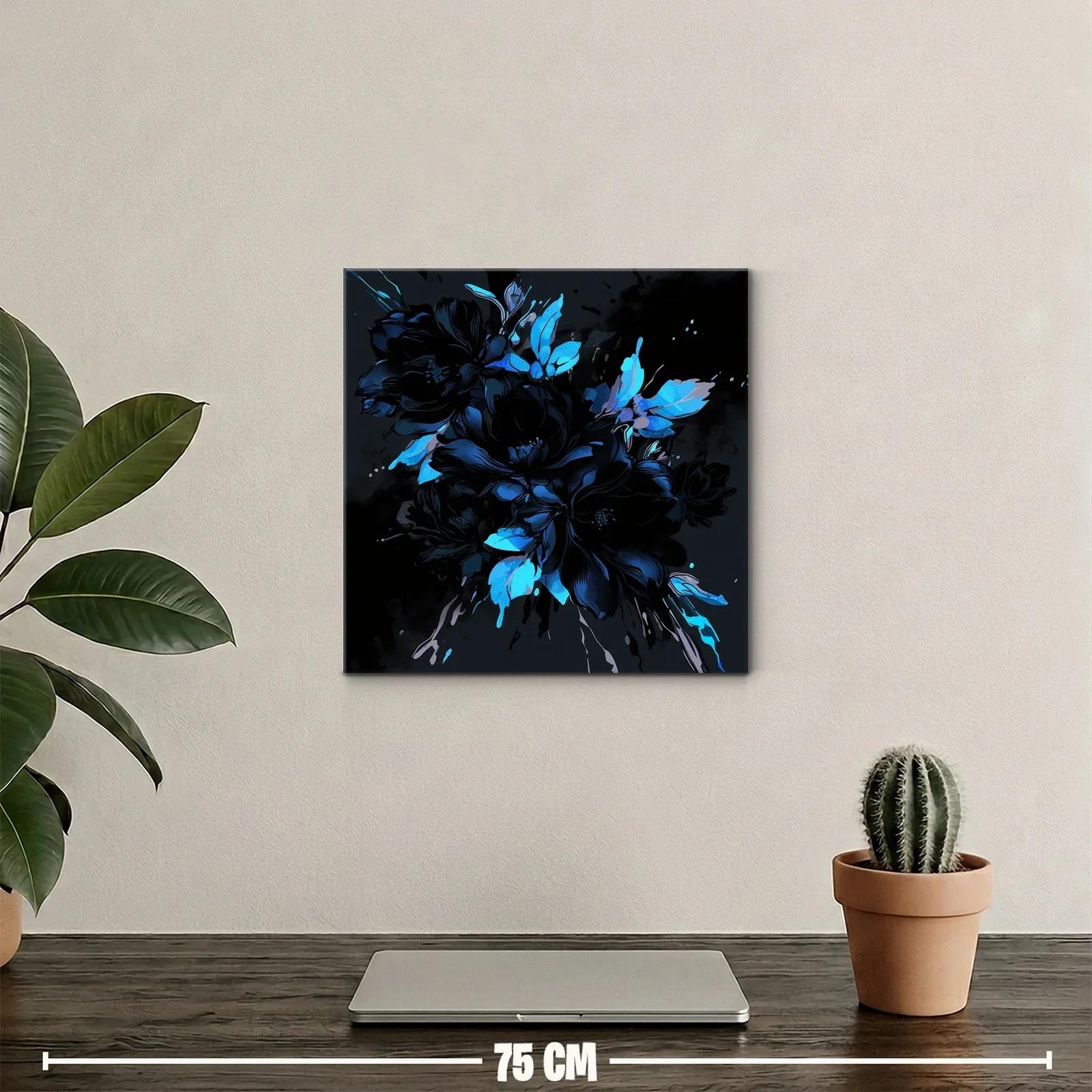 Elegancia floral en tonos oscuros y azules vibrantes — miniatura 2