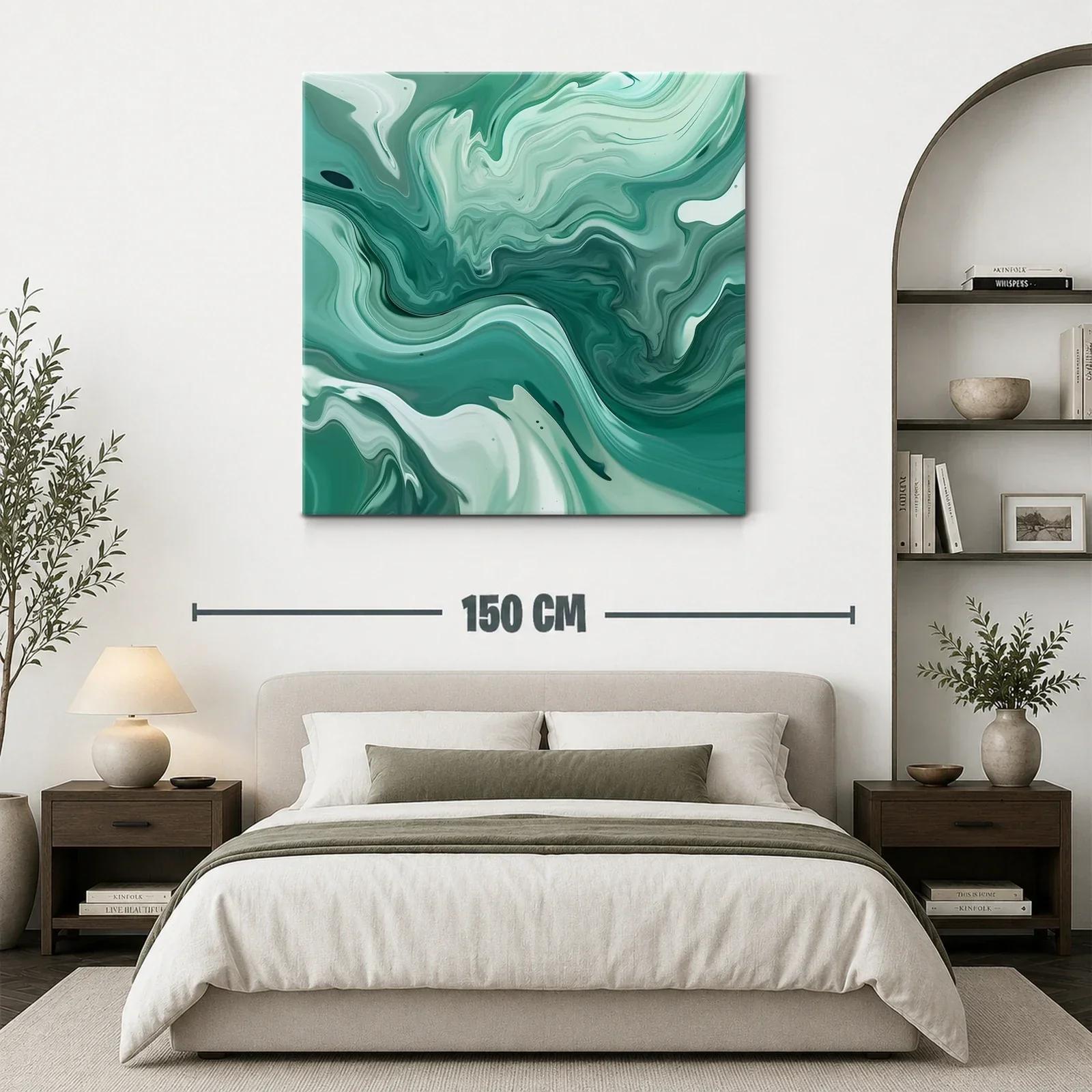 Arte abstracto fluido en tonos verdes y blancos — miniatura 3