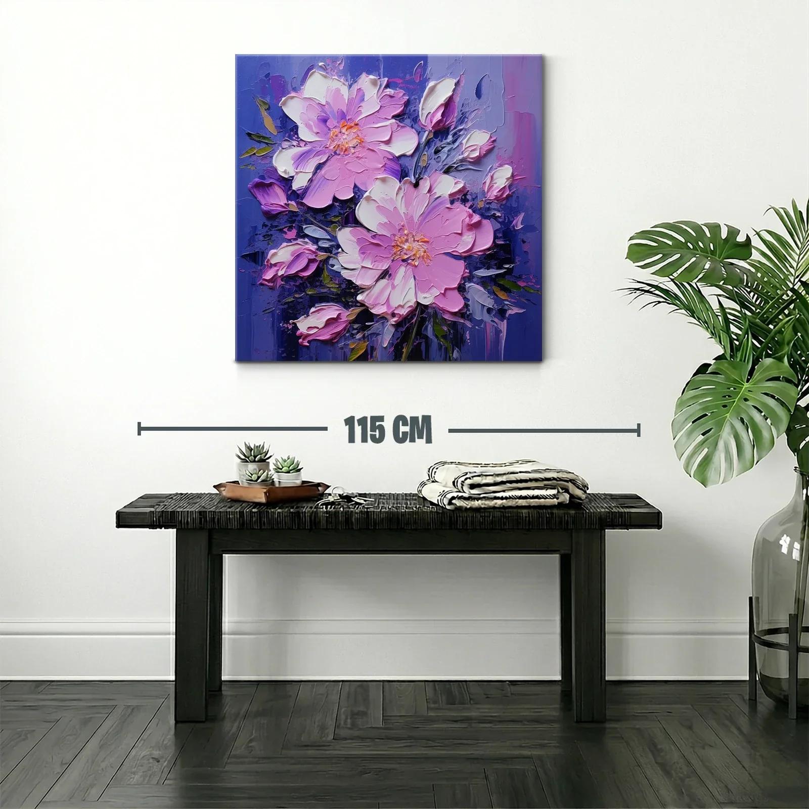 Cuadro floral en tonos violetas y rosas vibrantes — miniatura 2