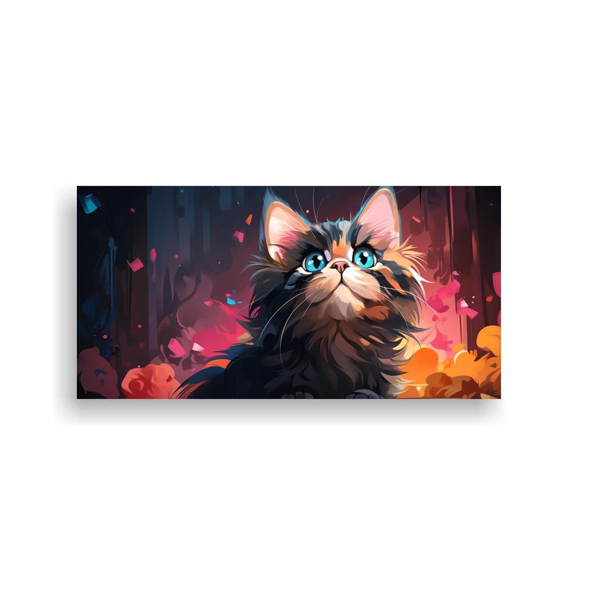 Cuadro gato de pelo largo con mirada elevada — imagen principal