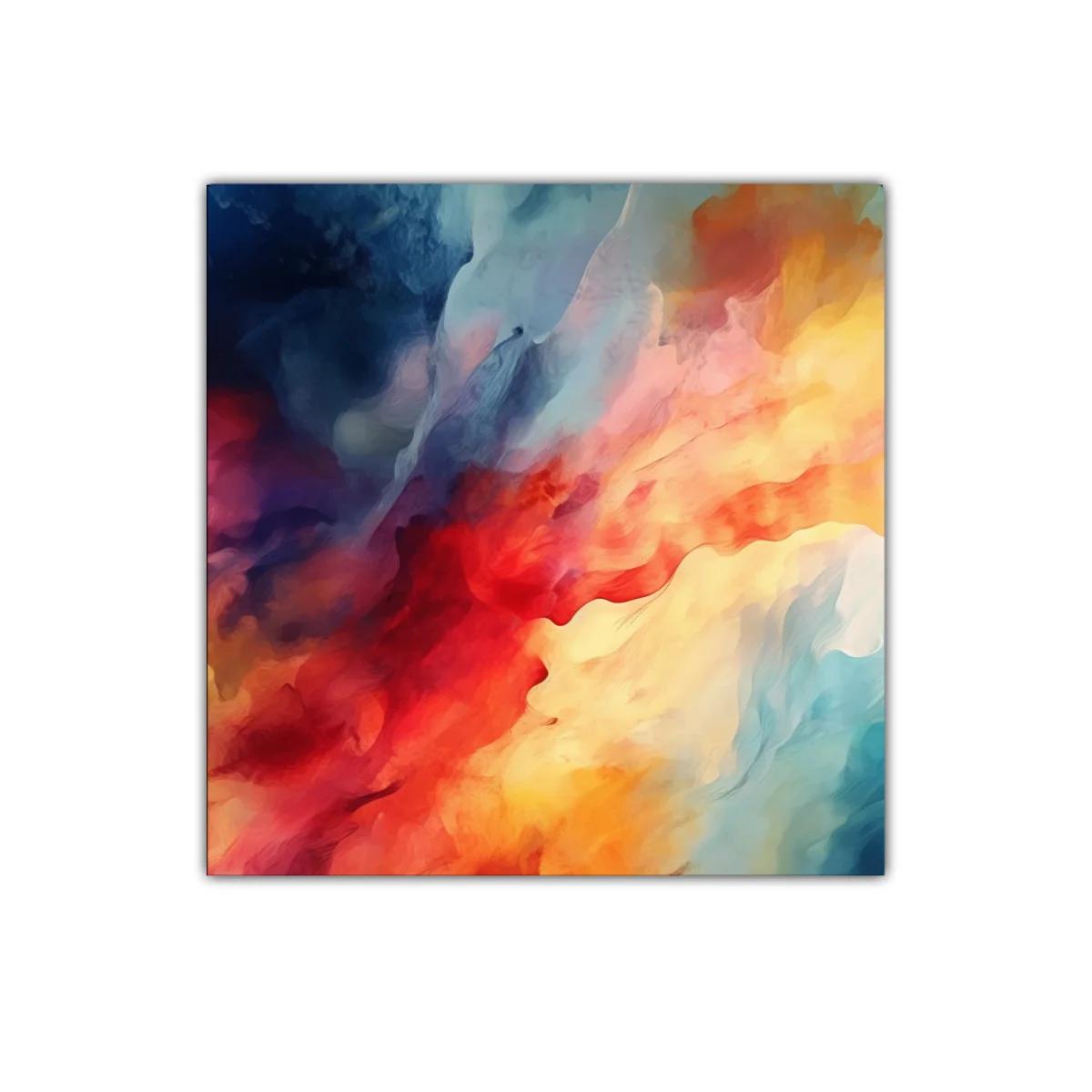 Cuadro abstracto con vibrantes tonos cálidos y fríos — imagen principal
