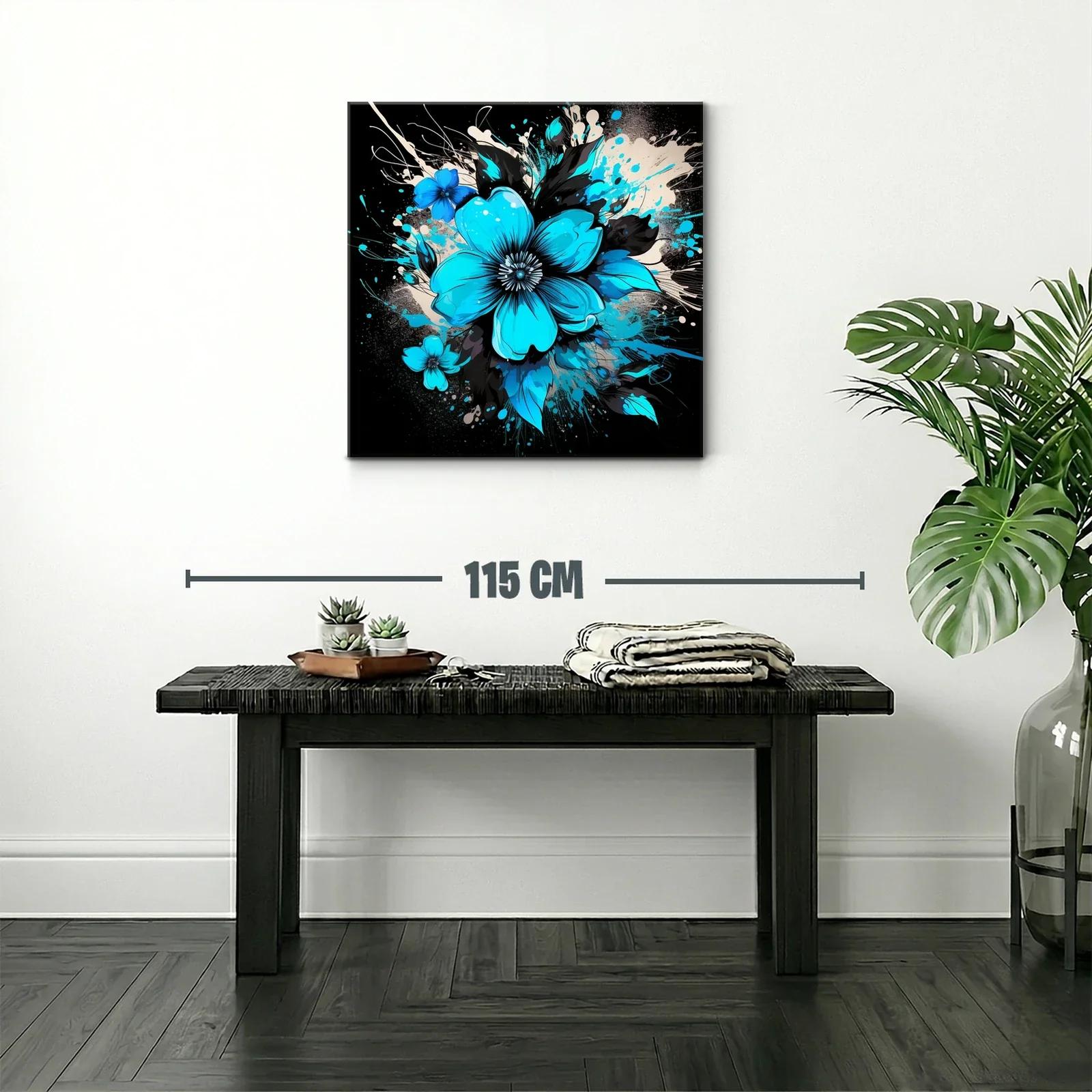 Floral azul vibrante con fondo oscuro y contrastes intensos — miniatura 2