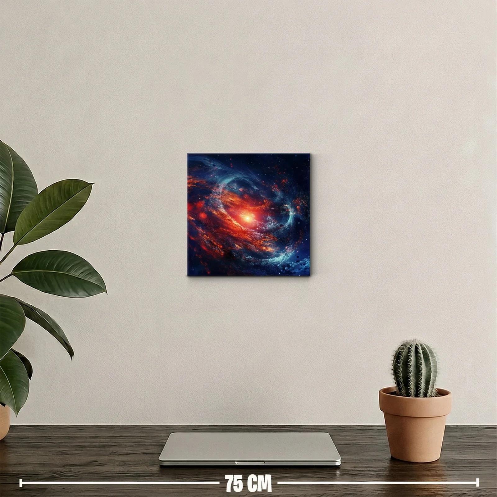 Cuadro artístico de galaxia en vibrantes tonos rojos y azules — miniatura 2