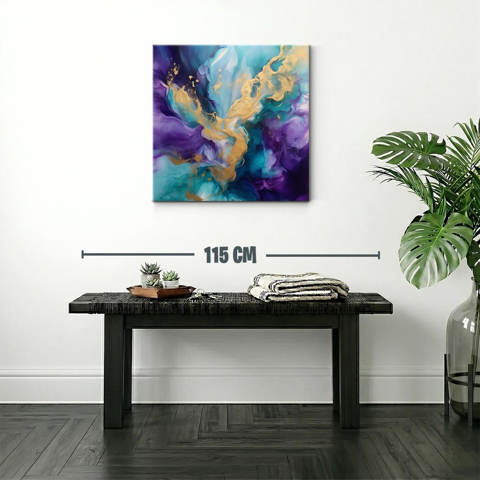 Cuadro Abstracto con Tono Azul y Dorado Vibrante — miniatura 2