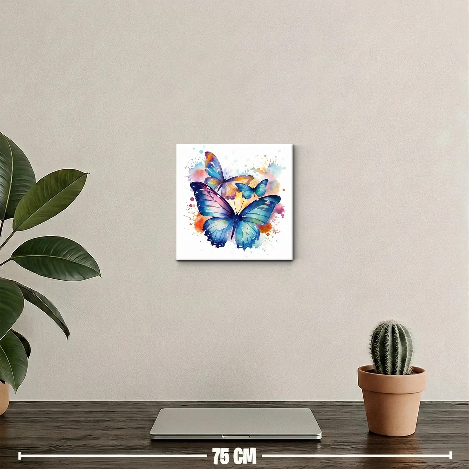 Cuadro decorativo mariposas en acuarela multicolor — miniatura 2