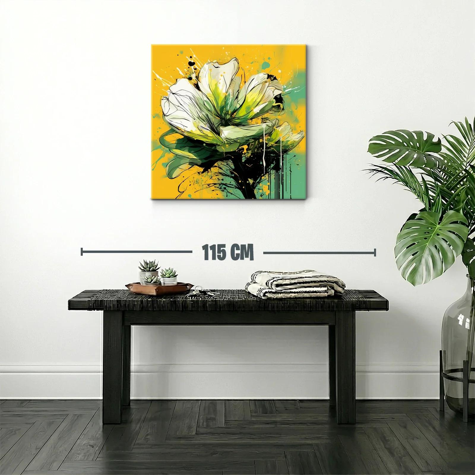 Flor abstracta vibrante en tonos verdes y amarillos — miniatura 2
