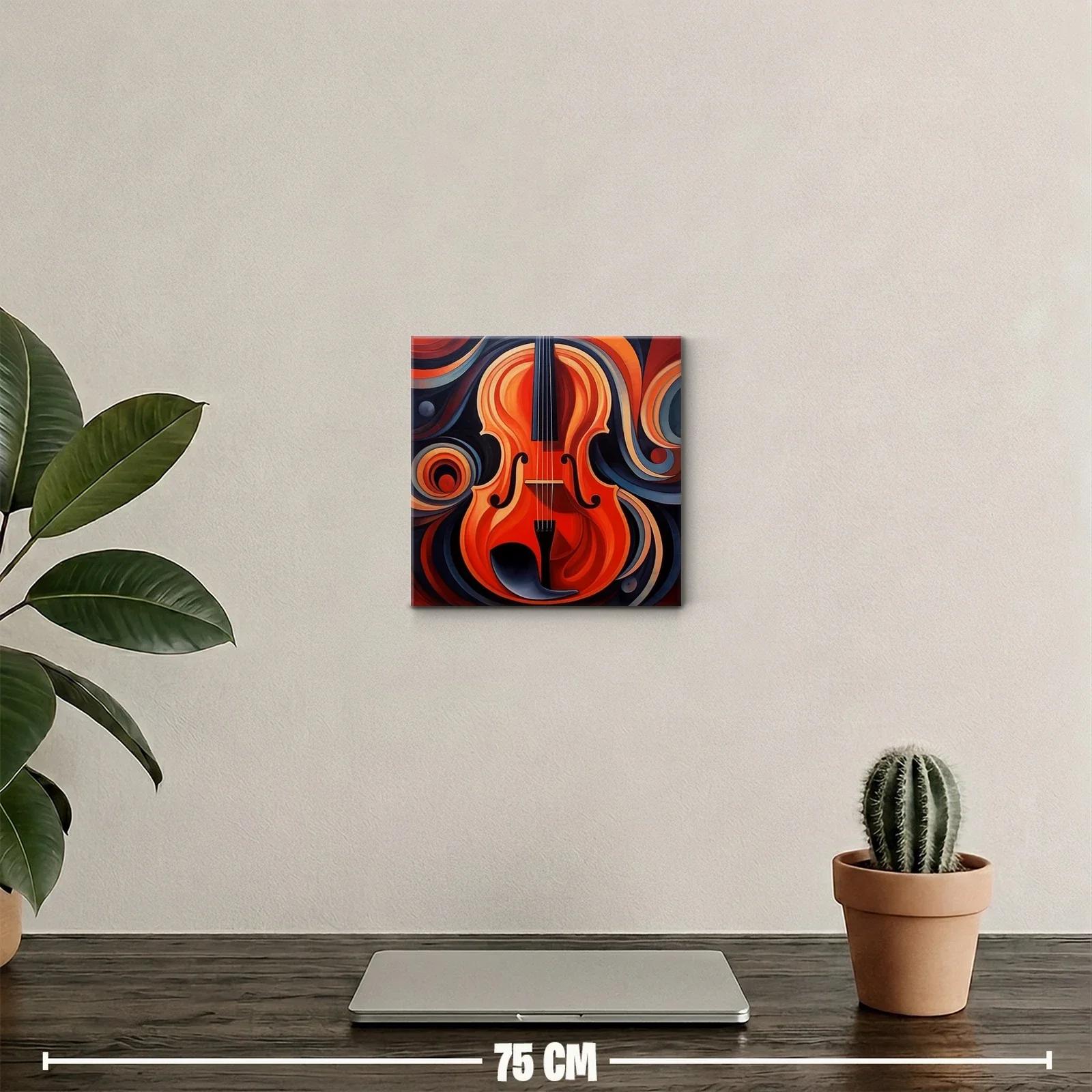 Cuadro vibrante con violín en tonos cálidos y abstractos — miniatura 2