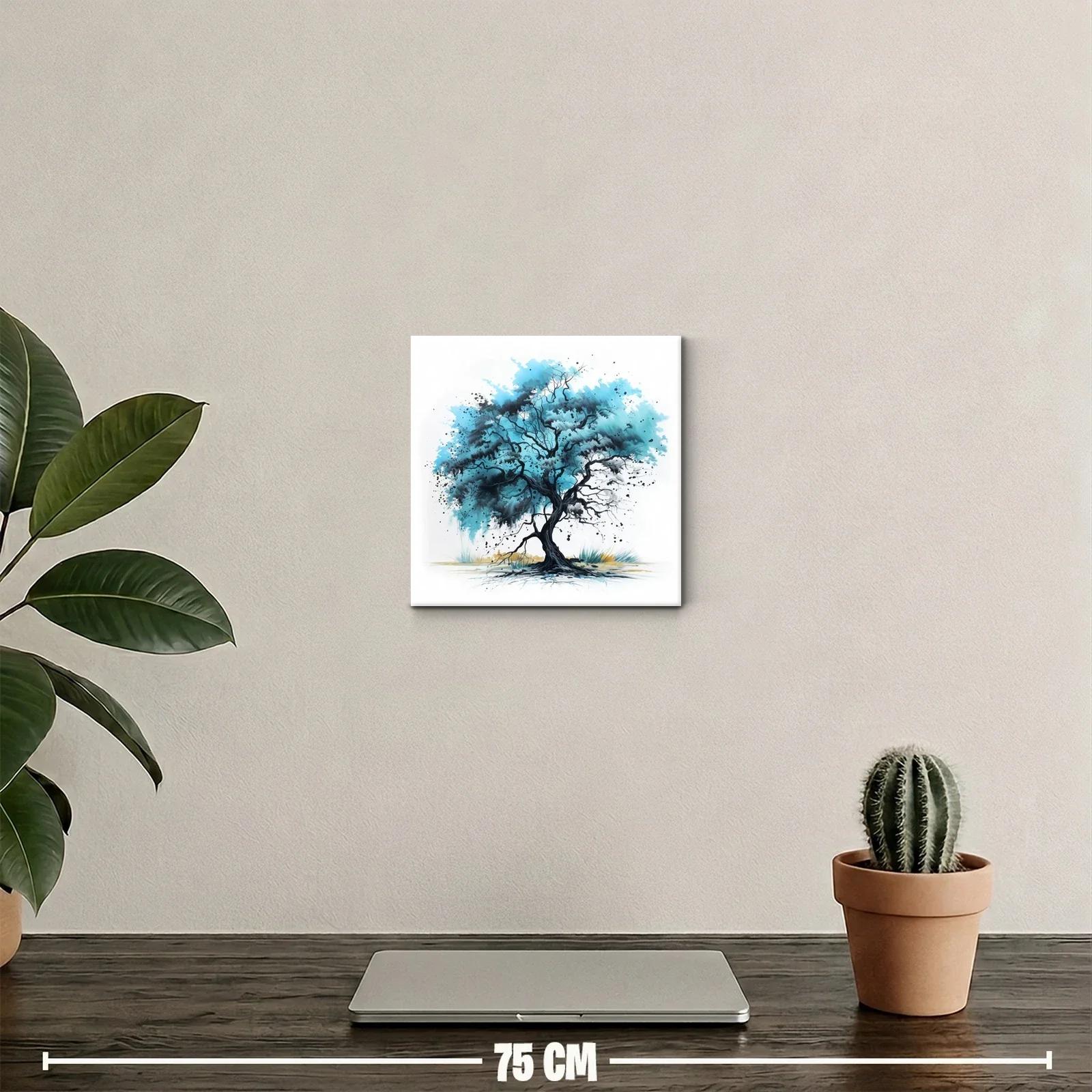 Árbol azul con ramas dinámicas y elegante contraste — miniatura 2