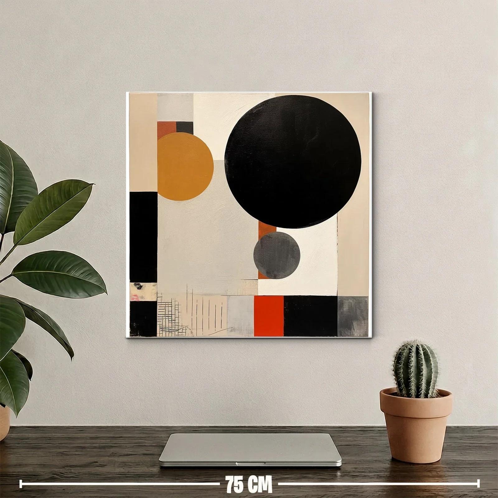 Cuadro abstracto con formas geométricas y tonos cálidos — miniatura 2