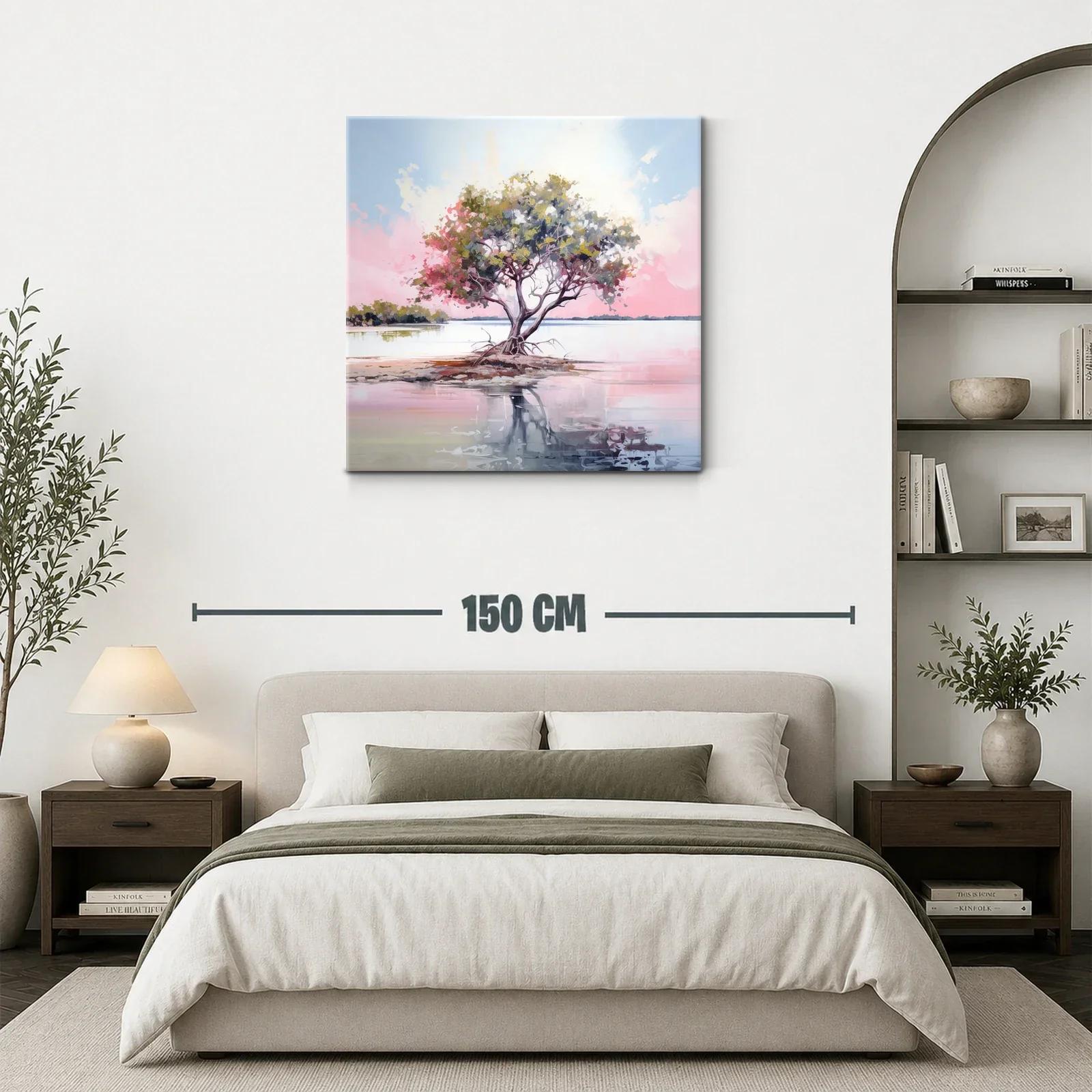 Árbol solitario en aguas tranquilas al atardecer — miniatura 3