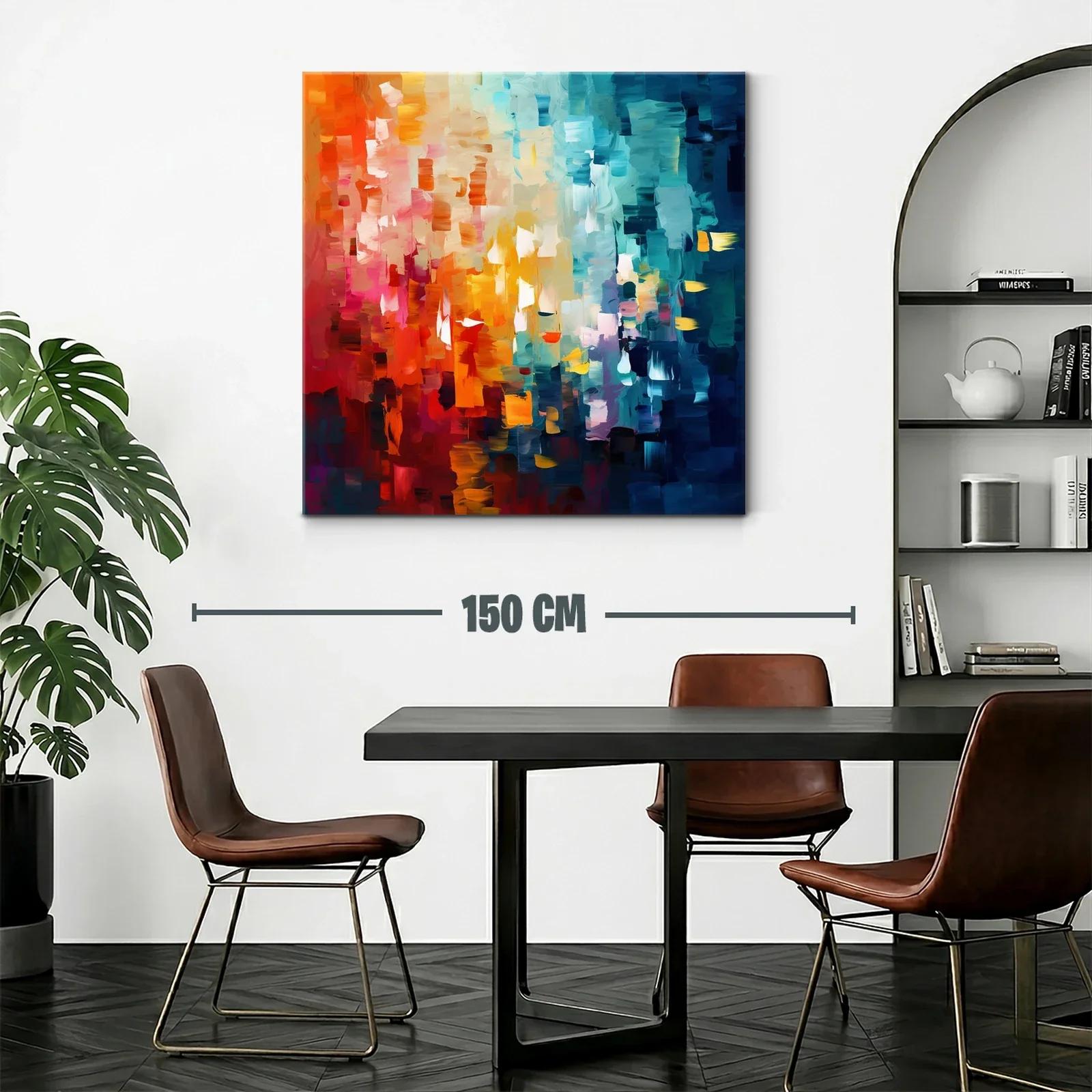 Cuadro abstracto con vibrantes tonos cálidos y fríos — miniatura 2