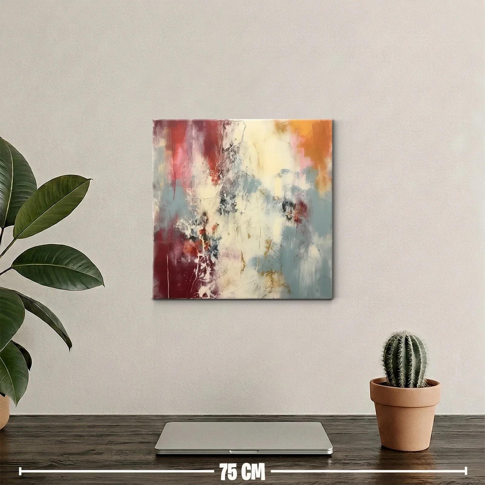 Cuadro abstracto con tonos cálidos y fríos en armonía — miniatura 2