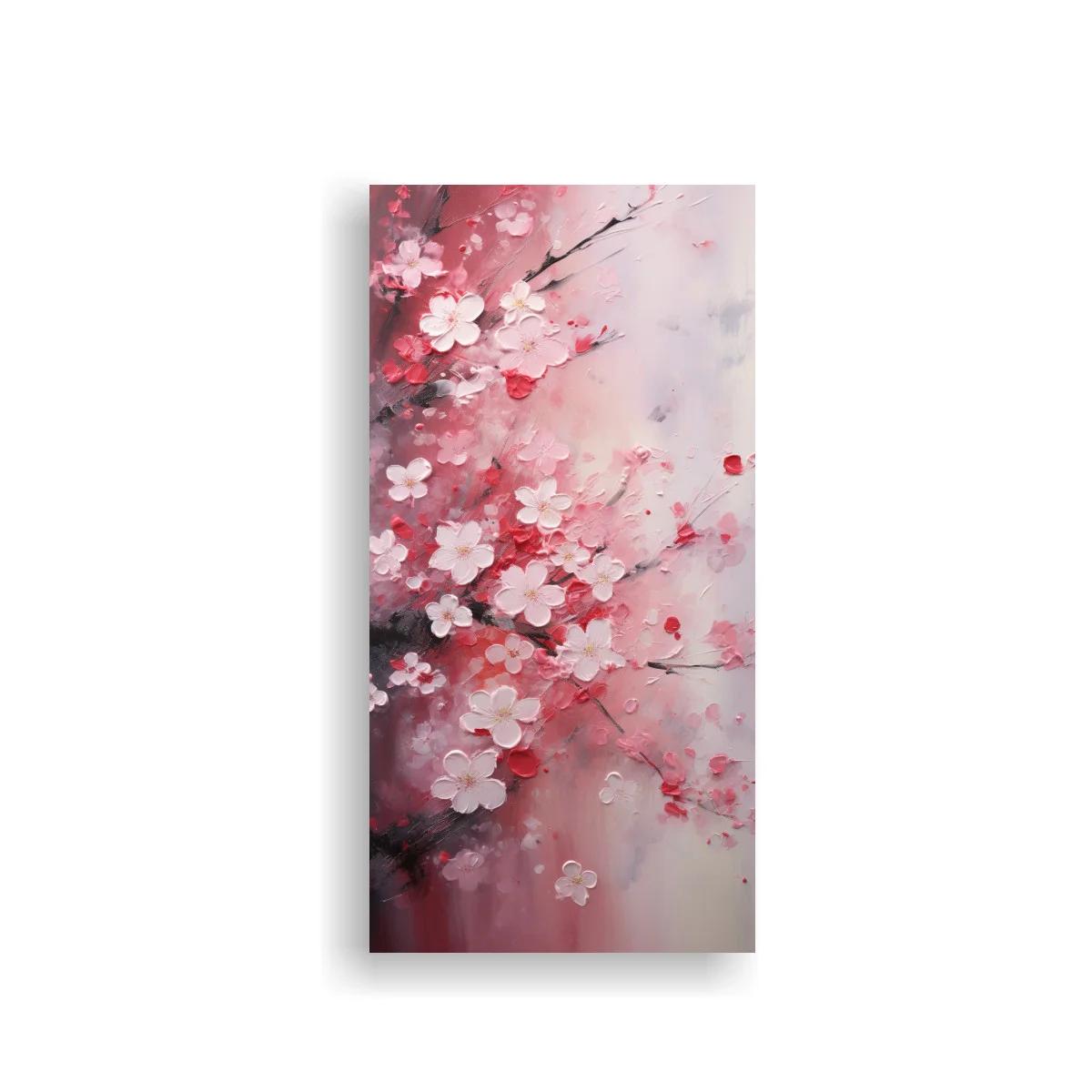 Cuadro flores de cerezo con pétalos y fondo brumoso — imagen principal