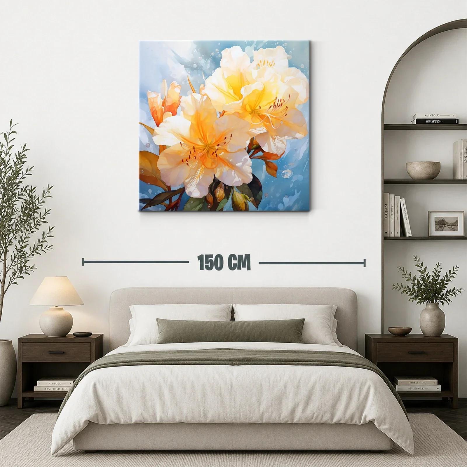 Cuadro floral con tonos cálidos y frescura acuática — miniatura 3