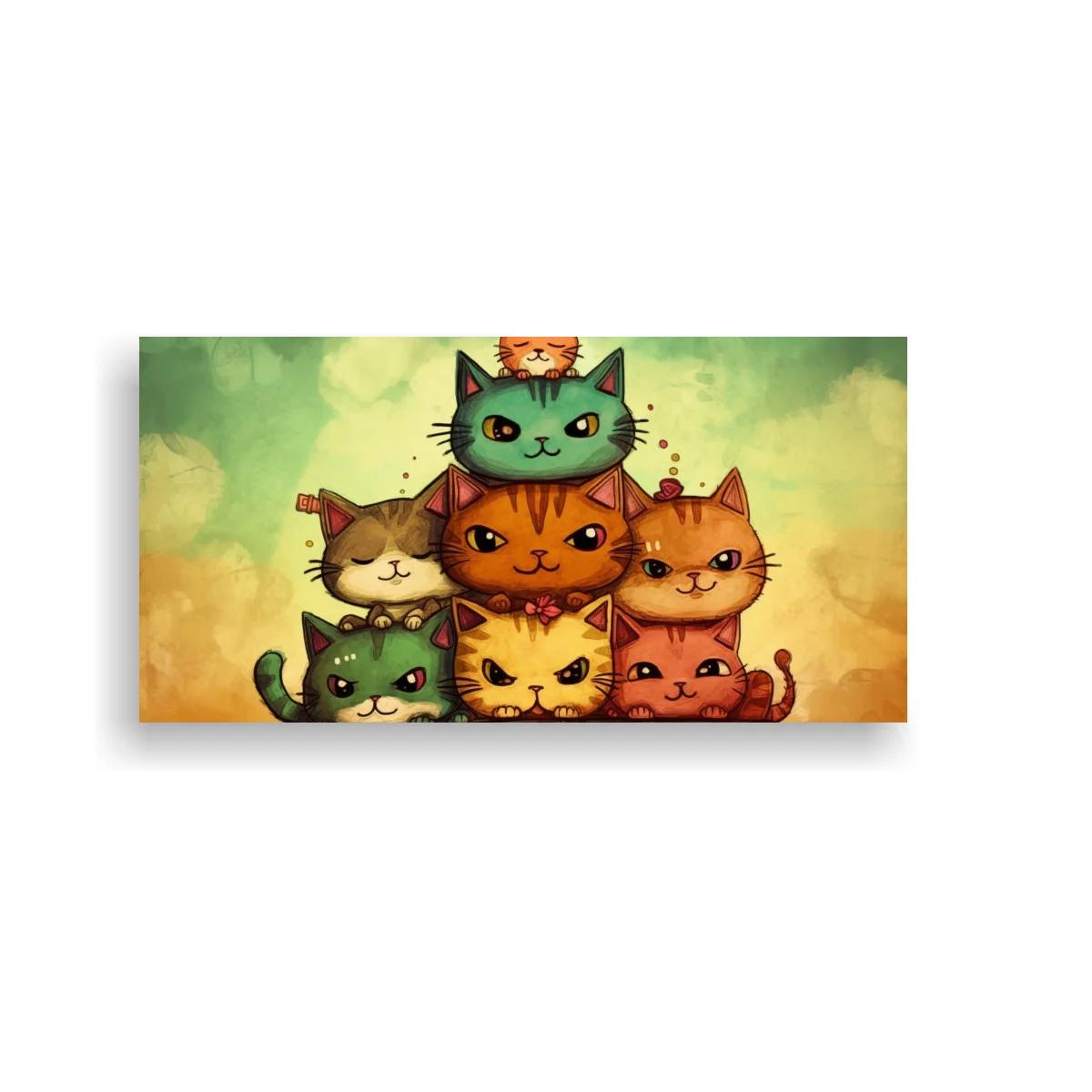 Cuadro de gatos kawaii con moños y lazos — imagen principal