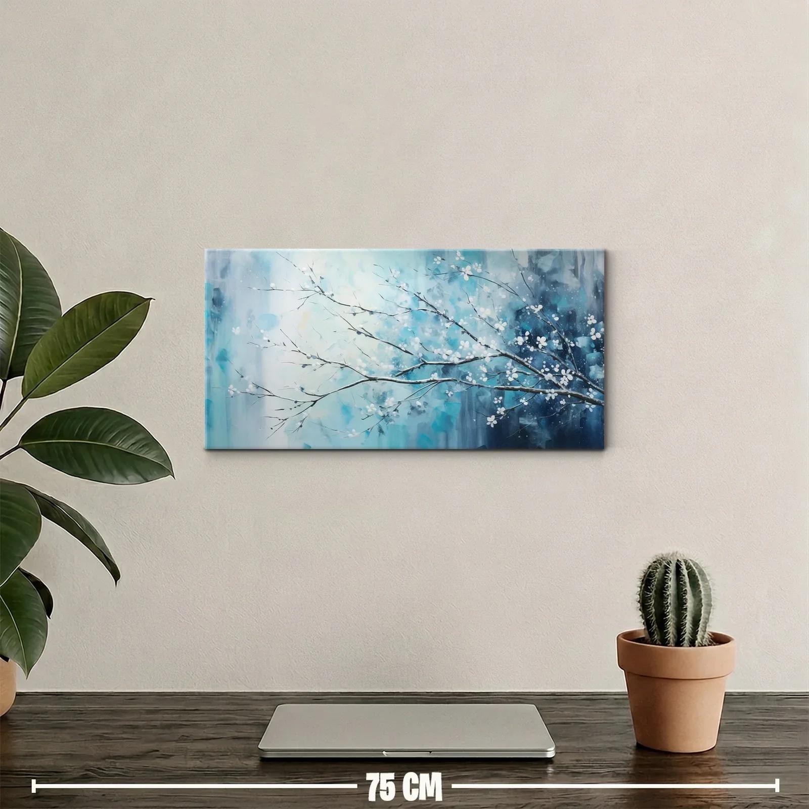 Cuadro rama de cerezo en flor con veladuras azules — miniatura 2