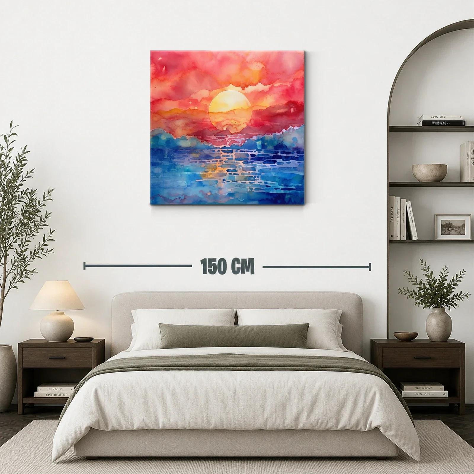Atardecer vibrante con cielo anaranjado y mar azul — miniatura 3