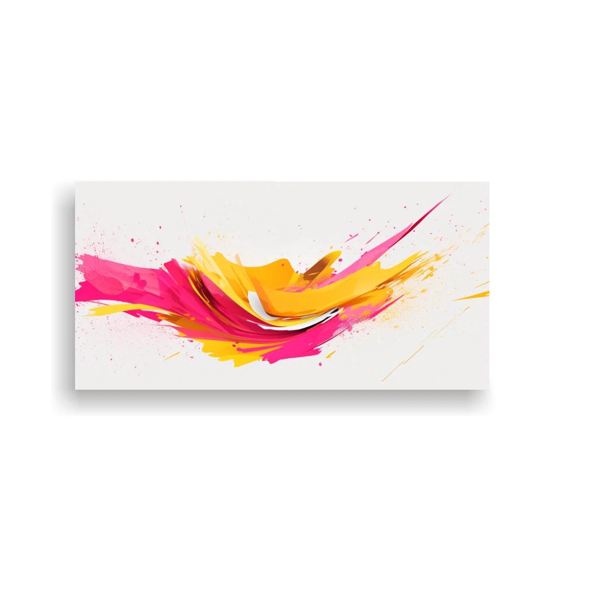 Cuadro pincelada abstracta rosa y dorada — imagen principal