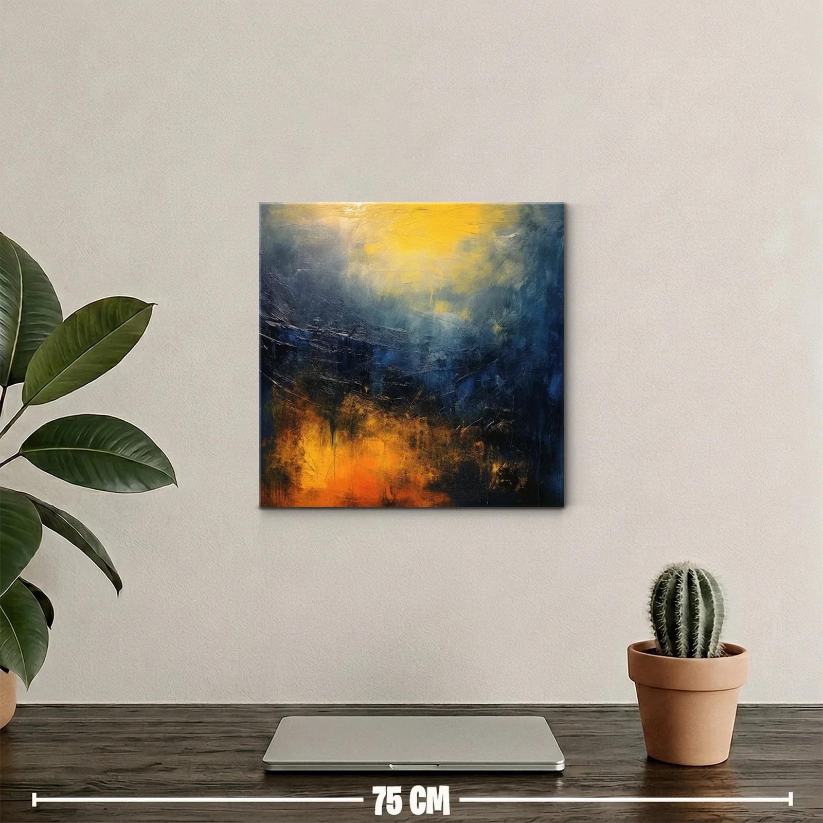 Cuadro abstracto con tonos cálidos y fríos vibrantes — miniatura 2