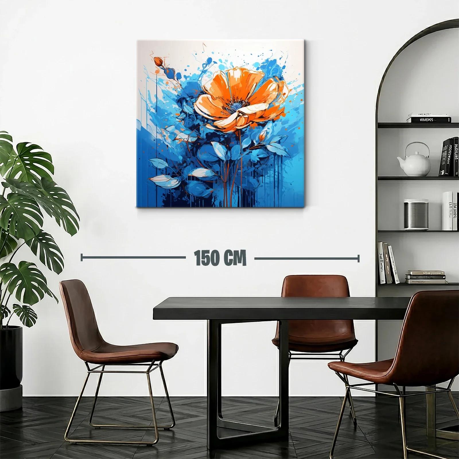 Flor vibrante en tonos naranjas y azules dinámicos — miniatura 2