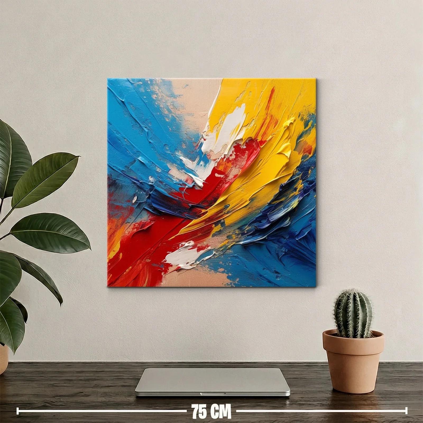 Cuadro abstracto con vibrantes tonos primarios y texturas dinámicas — miniatura 2