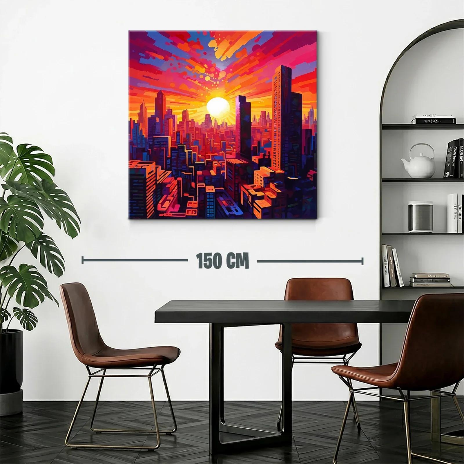 Atardecer vibrante sobre ciudad moderna llena de energía — miniatura 2