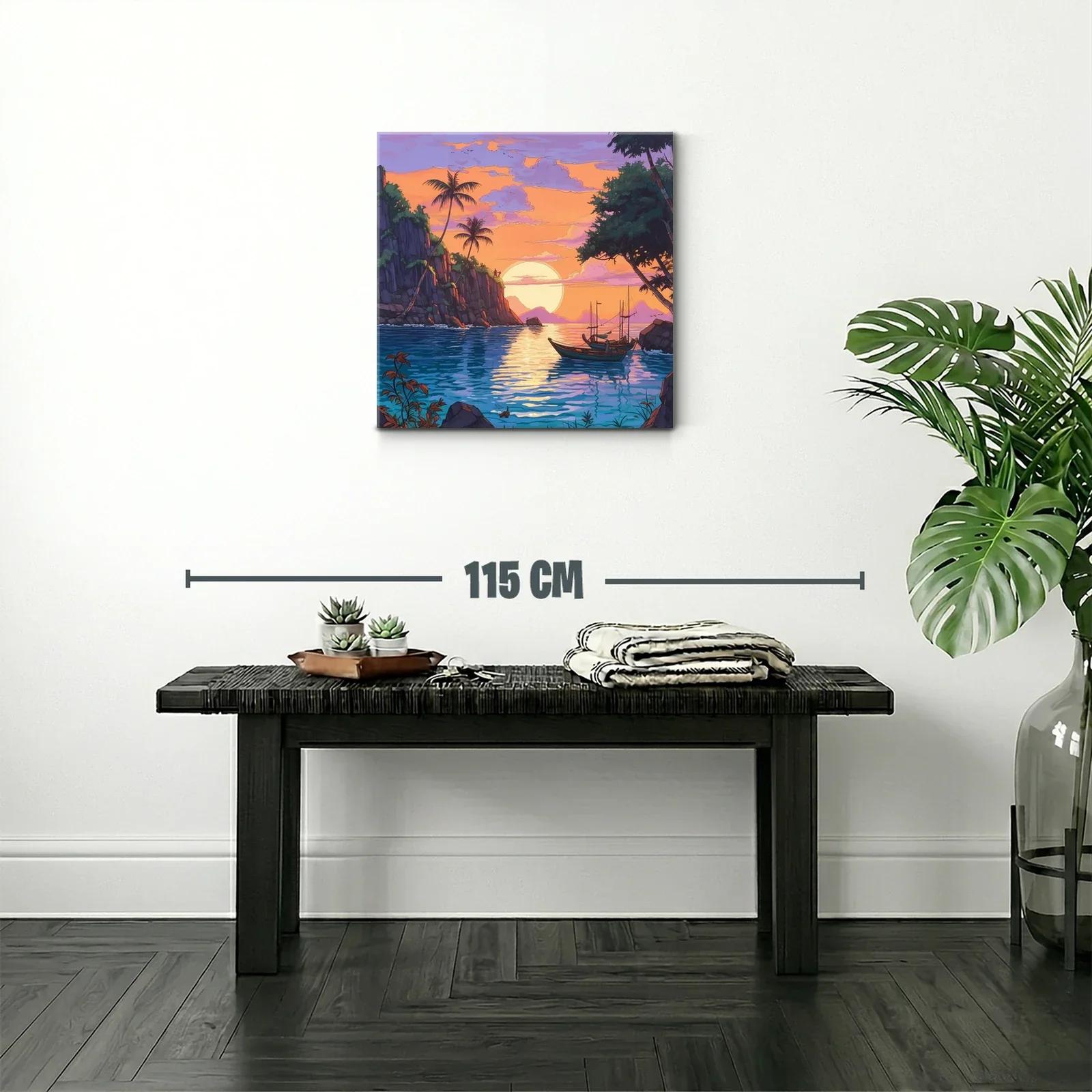 Atardecer tropical con barcas en paisajes serenos — miniatura 2