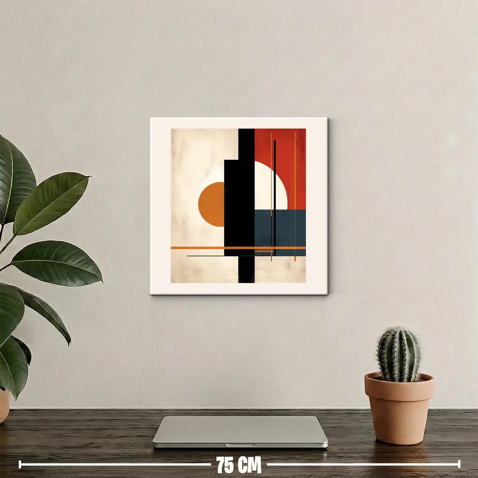 Cuadro abstracto con formas geométricas en tonos cálidos — miniatura 2
