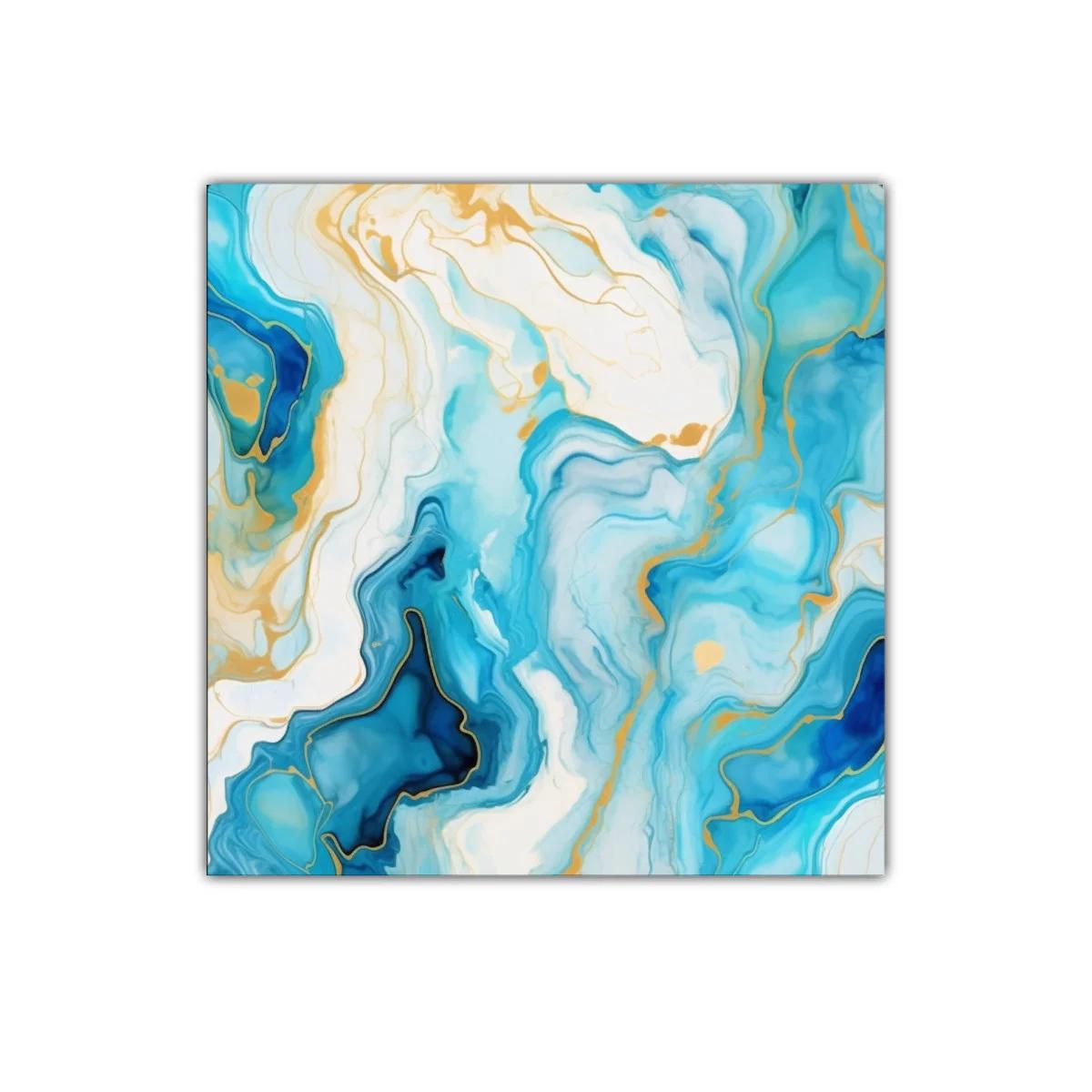 Cuadro abstracto con tonos azules y dorados elegante — imagen principal
