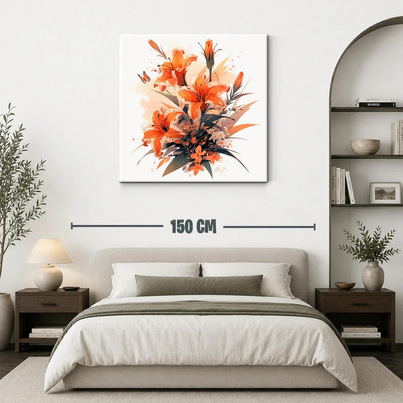 Ramo vibrante con lirios naranjas y mariposa delicada — miniatura 3