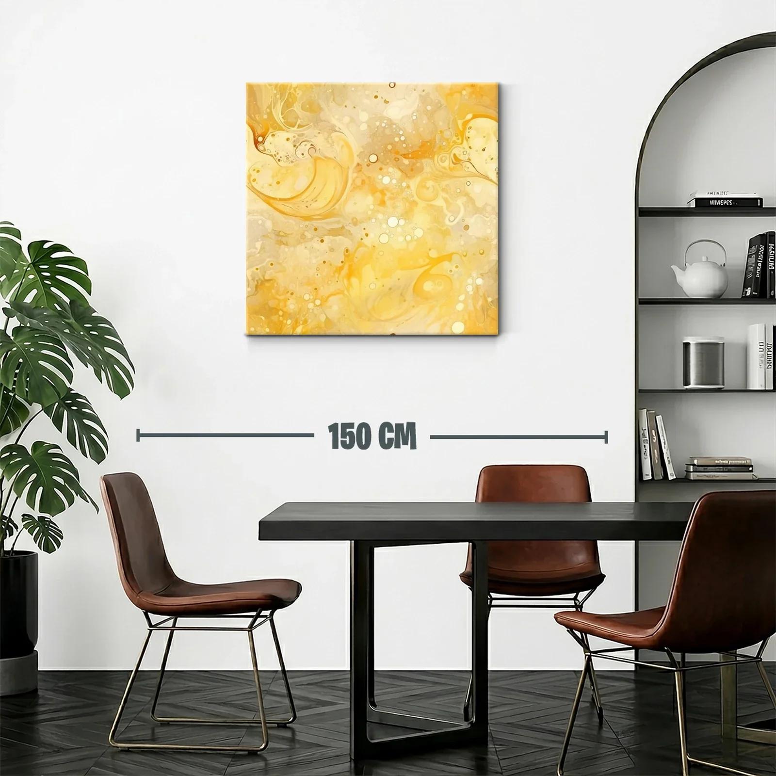 Cuadro abstracto con tonos amarillos y beige vibrantes — miniatura 2