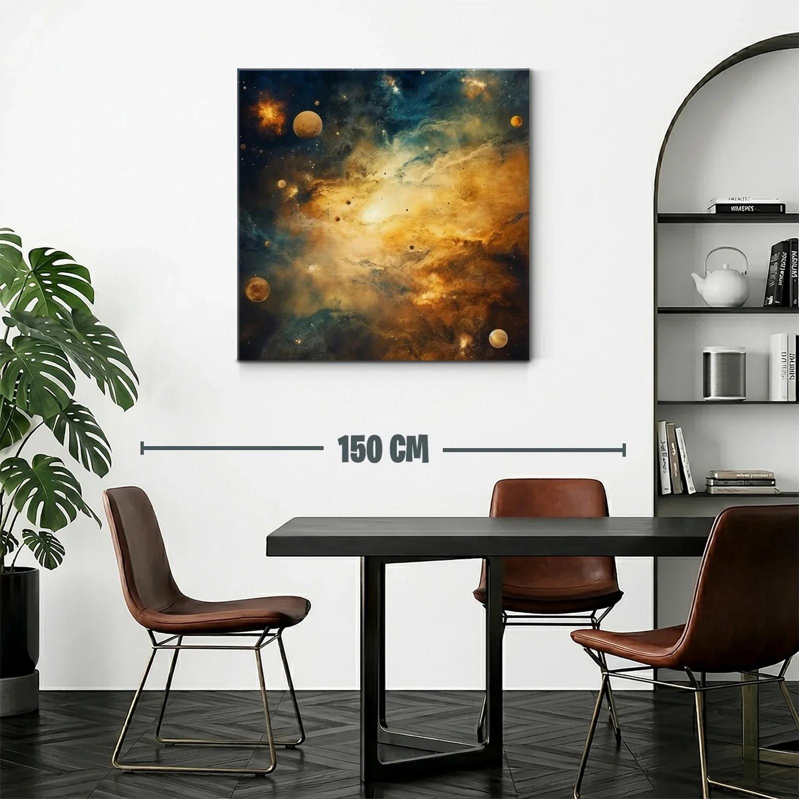 Galaxia brillante entre mundos y estrellas doradas — miniatura 2