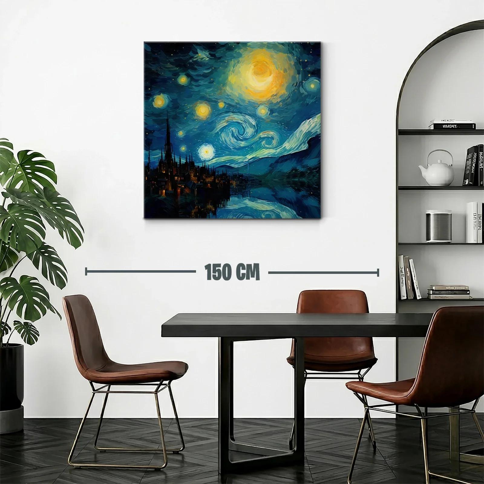 Noche estrellada sobre ciudad con reflejos intensos — miniatura 2