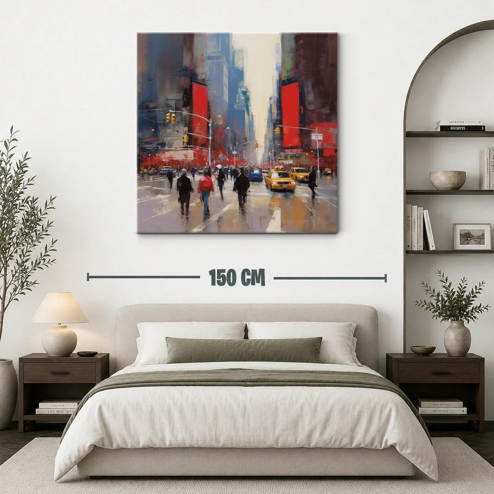 Calle urbana con taxis amarillos y luces vibrantes — miniatura 3