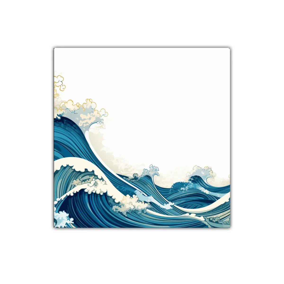 Cuadro decorativo con olas marinas en tonos azules y blancos — miniatura 1