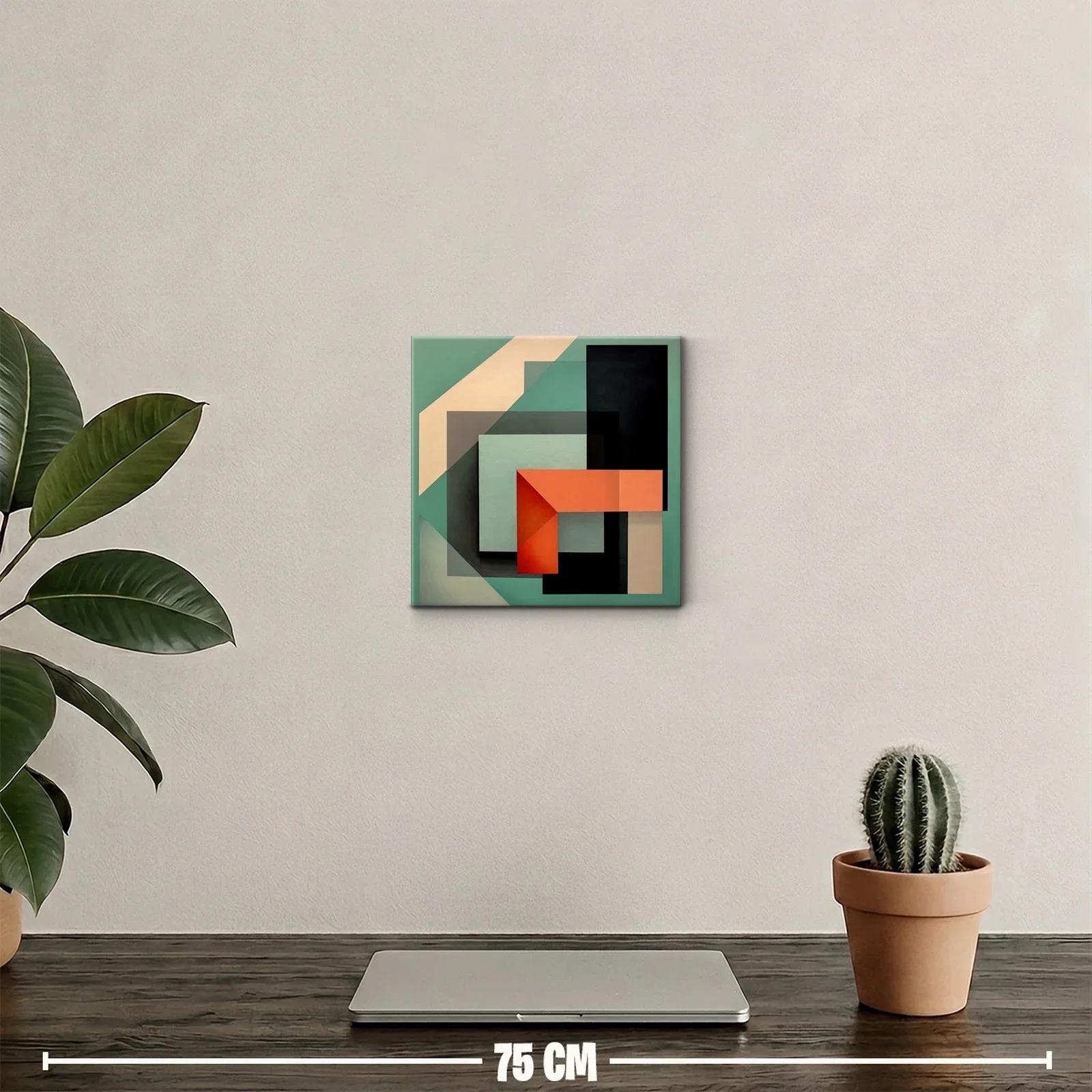 Composición geométrica en tonos cálidos y verdes — miniatura 2