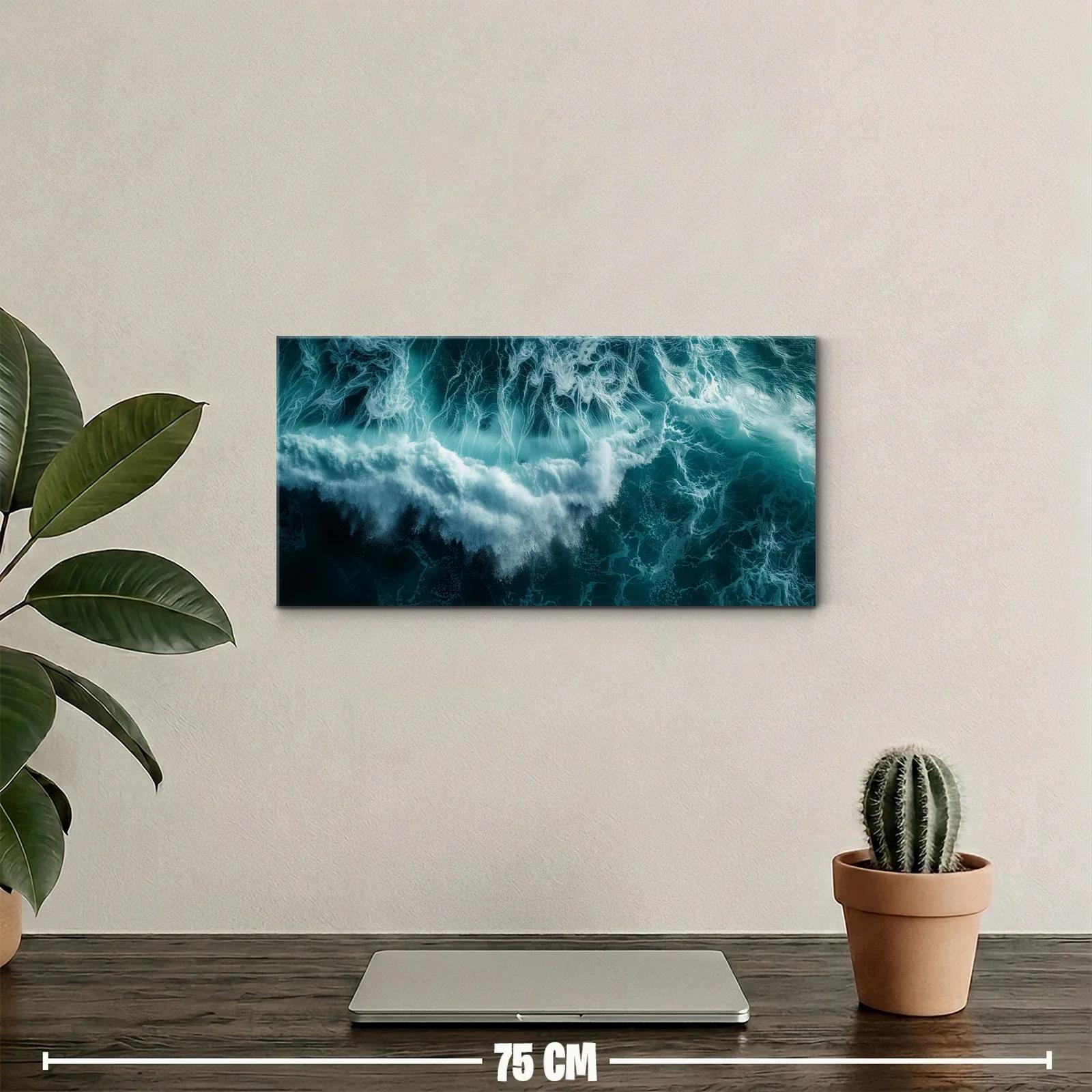 Cuadro olas del mar con espuma y agua turquesa — miniatura 2