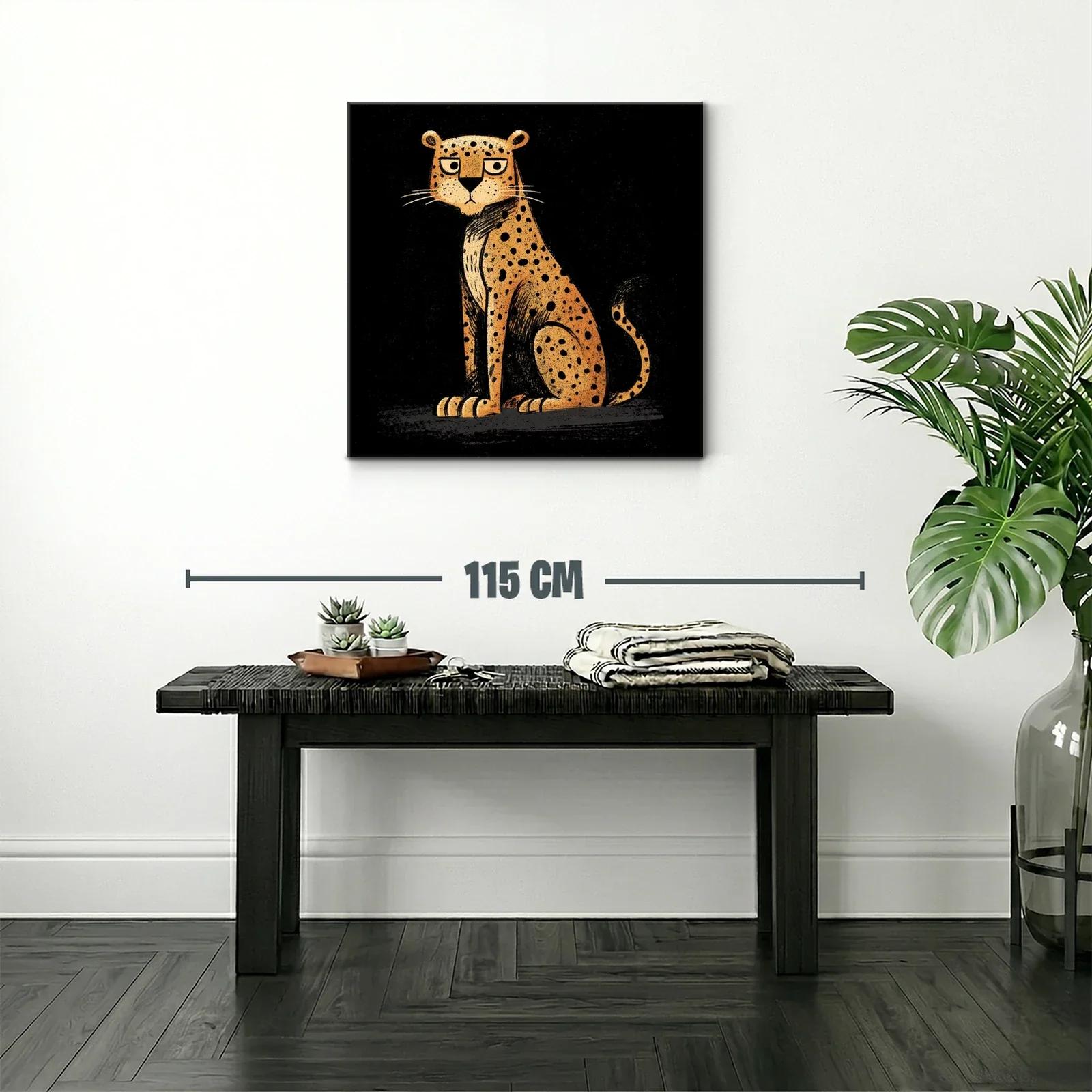 Leopardo de manchas negras en fondo oscuro expresivo — miniatura 2