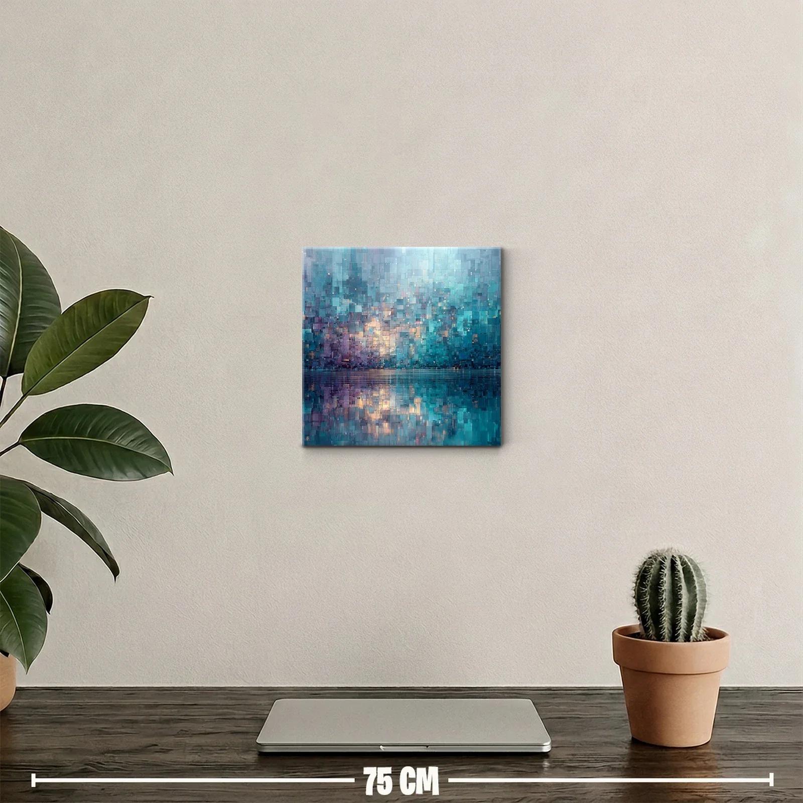 Cuadro abstracto con reflejos en tonos azules y morados — miniatura 2
